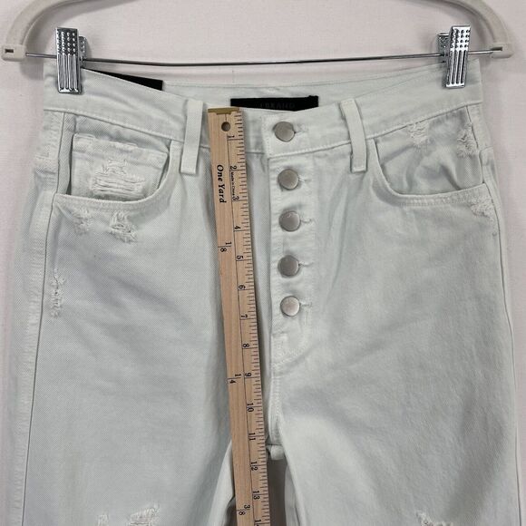 J Brand Jeans Womens 26 Green Straight Leg Frayed Hem High Rise Button Fly NWT - Picture 15 of 16